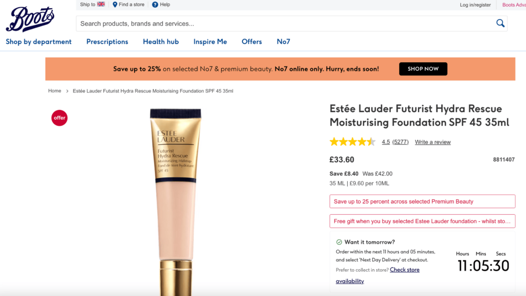 product page countdown timer design.