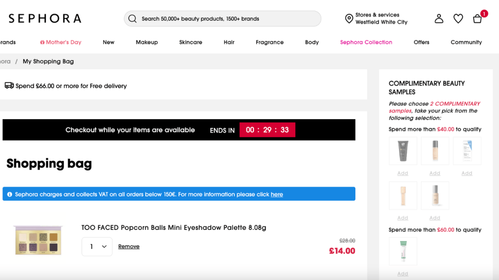 Cart page countdown timer design.