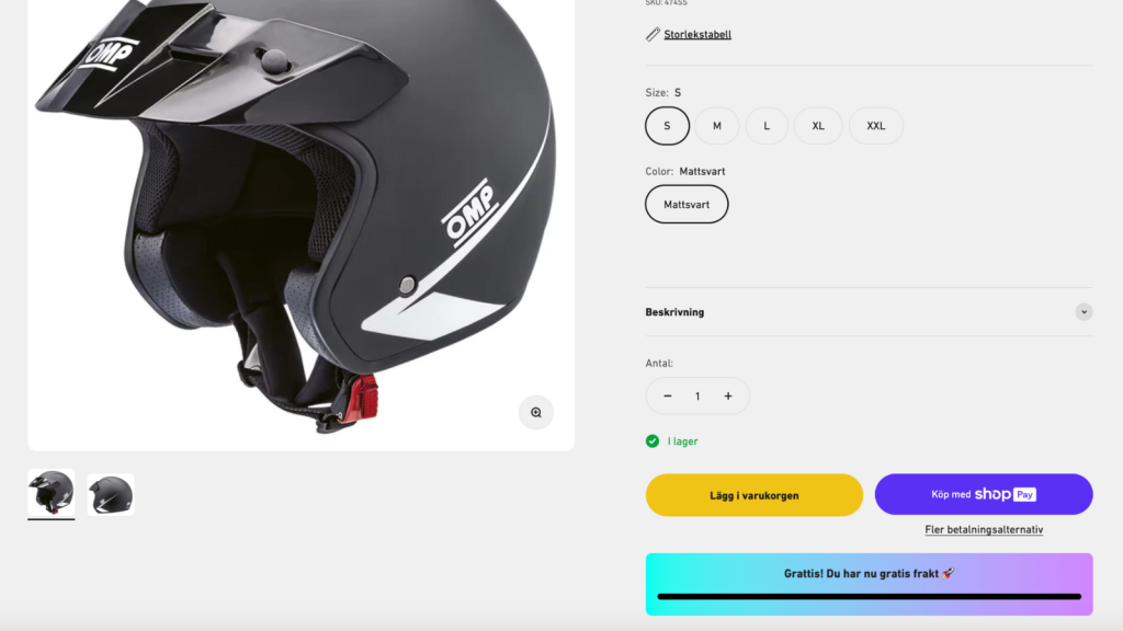 produt page free shipping example.