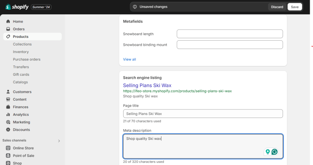 How to update meta title on shopify.