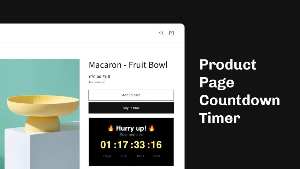 Shopify product page countdown timer.