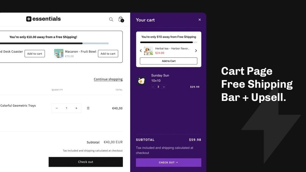 Free shipping progress bar in the cart page.