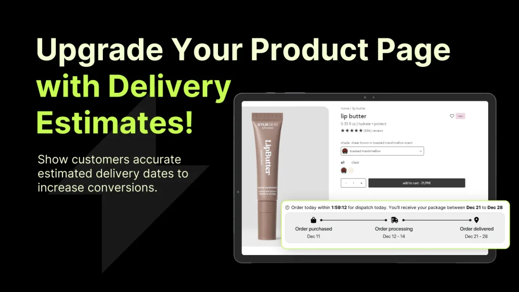 Shopify estimated delivery date app for product pages.