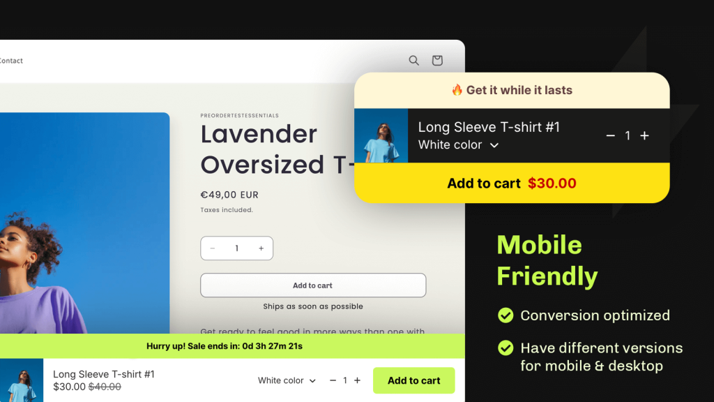 Essential Shopify cart drawer app is mobile friendly.