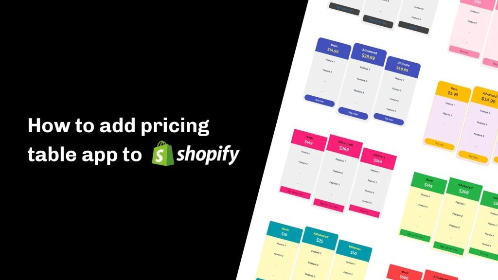 How to add pricing table to shopify.