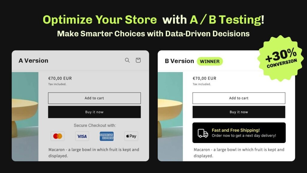 Shopify a/b split testing app.