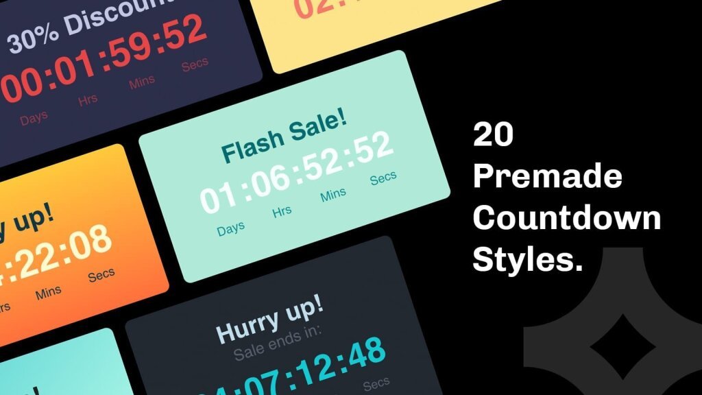 Shopify countdown timer app with 20 premate styles.