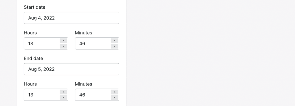 Set your countdown timer start and end dates.