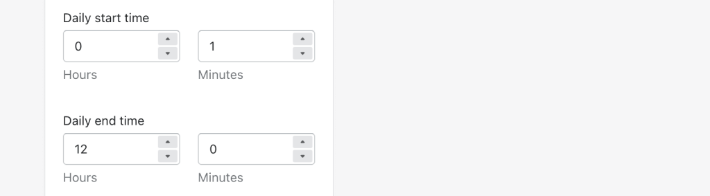 Select daily start and end timer.