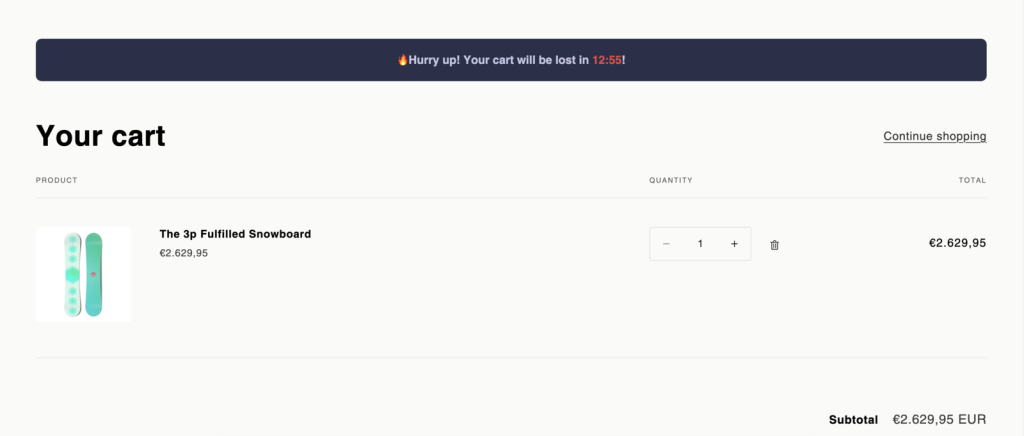 Shopify cart page countdown timer.