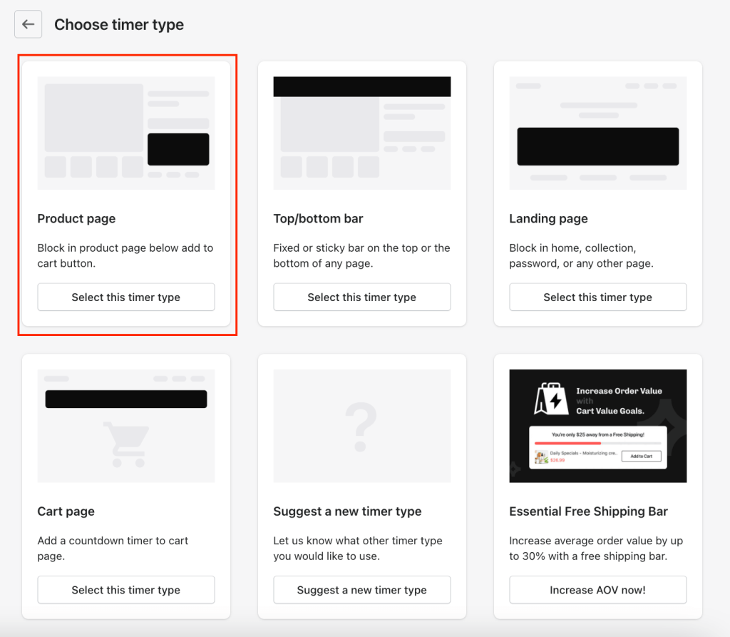 Shopify countdown timer on product page.