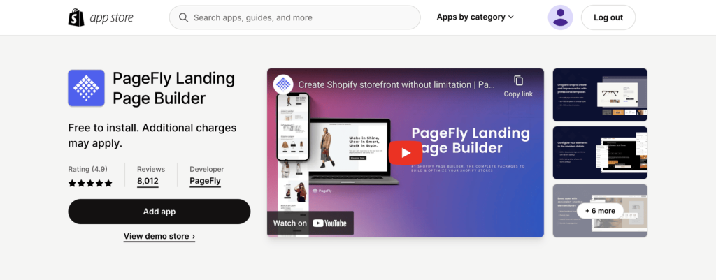 Pagefly on shopify app store.