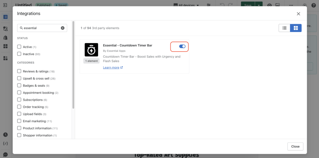 Essential countdown timer on pagefly.