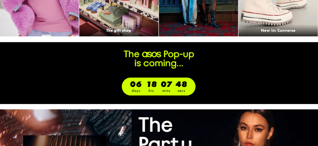 Asos Countdown Timer Announcement Bar.
