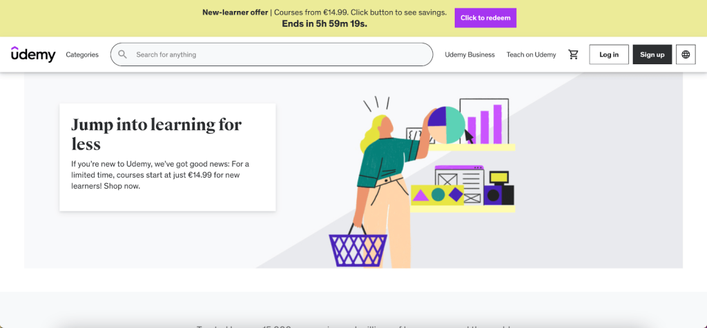 Udemy Countdown Timer Announcement Bar.