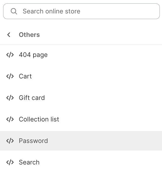 Shopify edit password page.