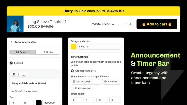 Countdown Timer & Announcement Bar