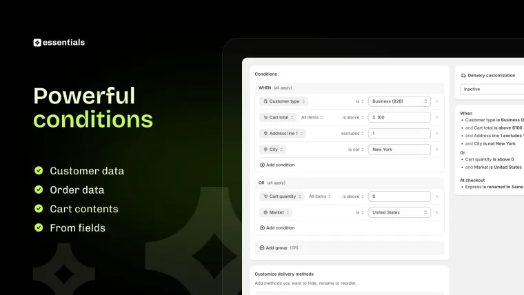 Conditions: cart, customer, address, market