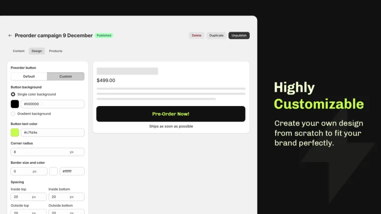 Customizable Preorder Texts