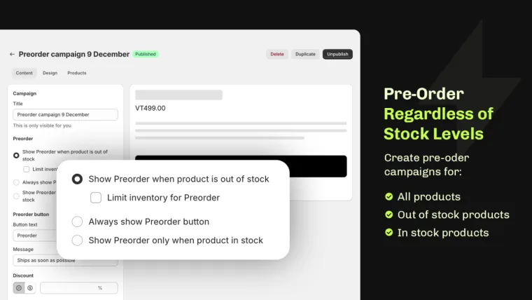 Preorder Options