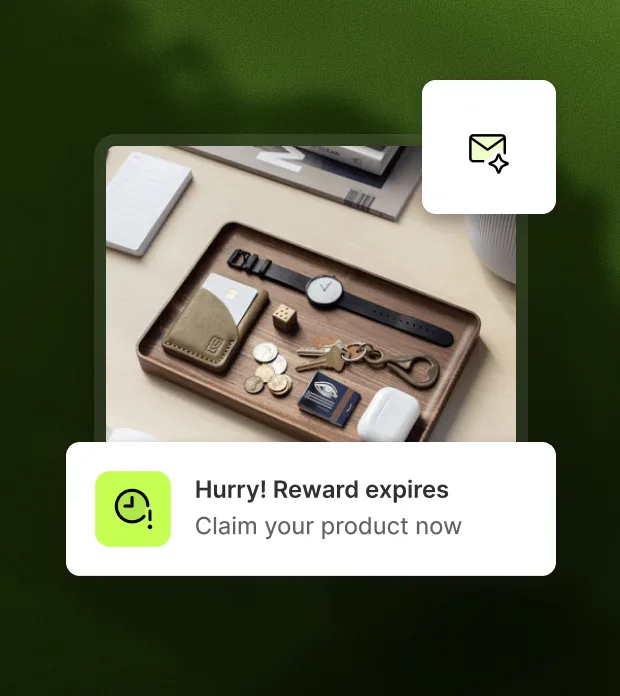 A reward expiry email prompt telling the customer to claim their product now