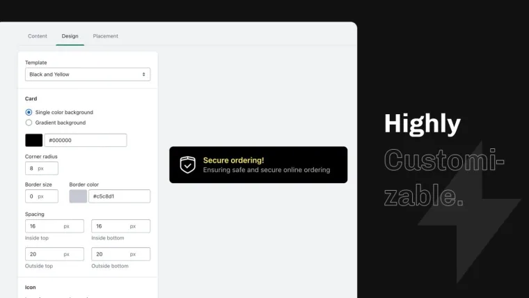 Highly customizable trust badge banners