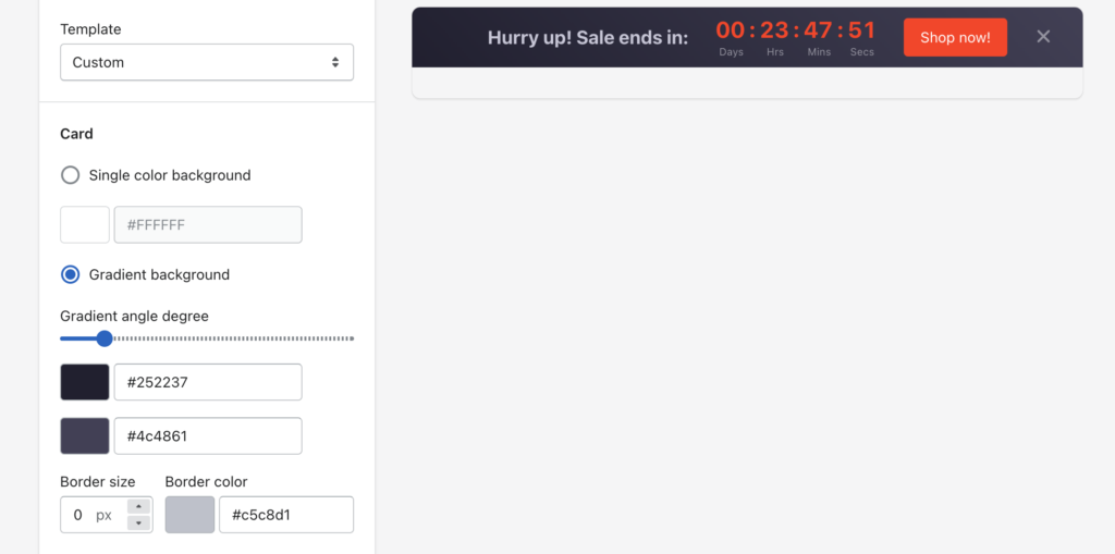 editing shopify top bar countdown timer design