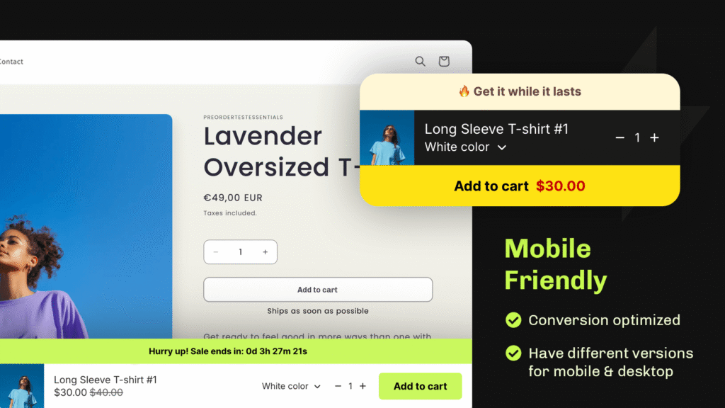 Essential Shopify cart drawer app is mobile friendly