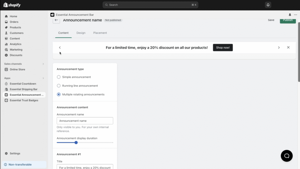 how to edit announcement bar shopify