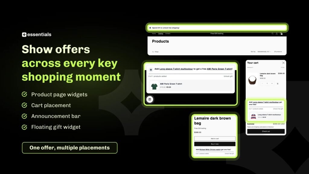 Essential free gift flexible Widget Placements​