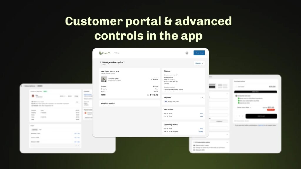 Shopify Subscription app Self-service customer portal
